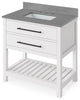 Wavecrest Contemporary White 36" Vanity, Steel Grey Cultured Marble Top