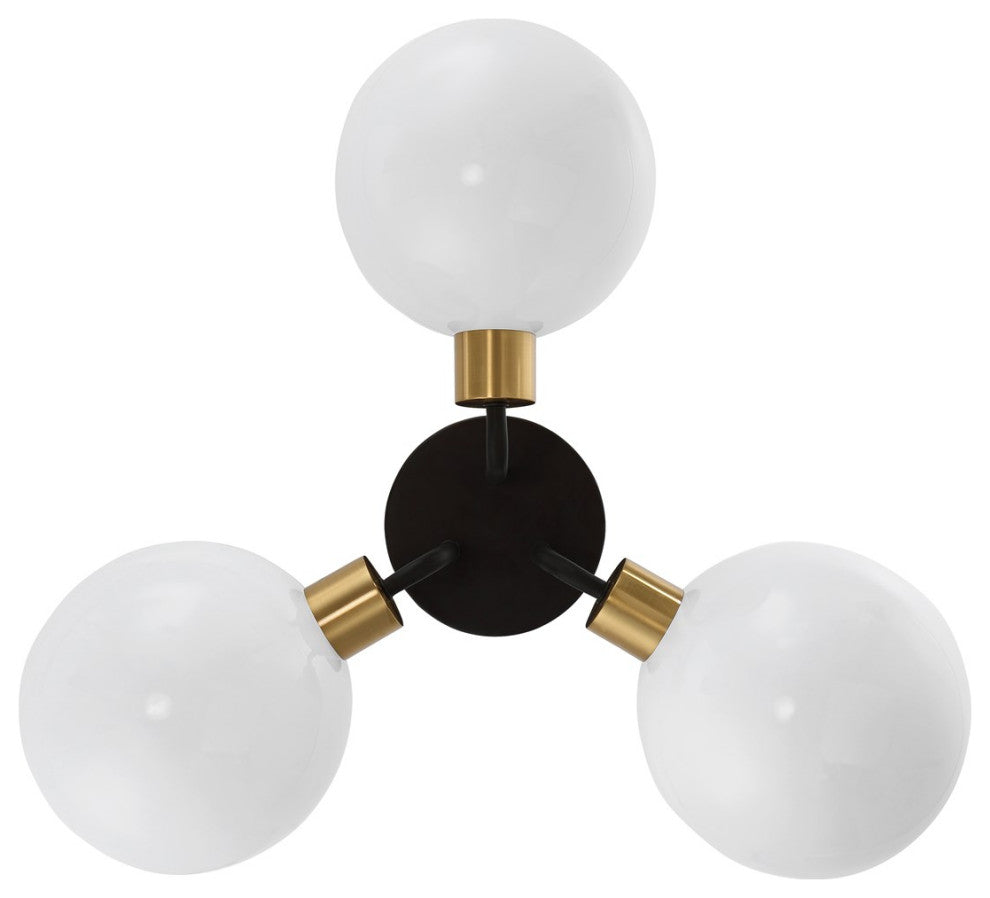 Crystorama Gigi 3 Light Semi-Flush Mount GIG-810-BK-AG, Matte Black/Aged Brass