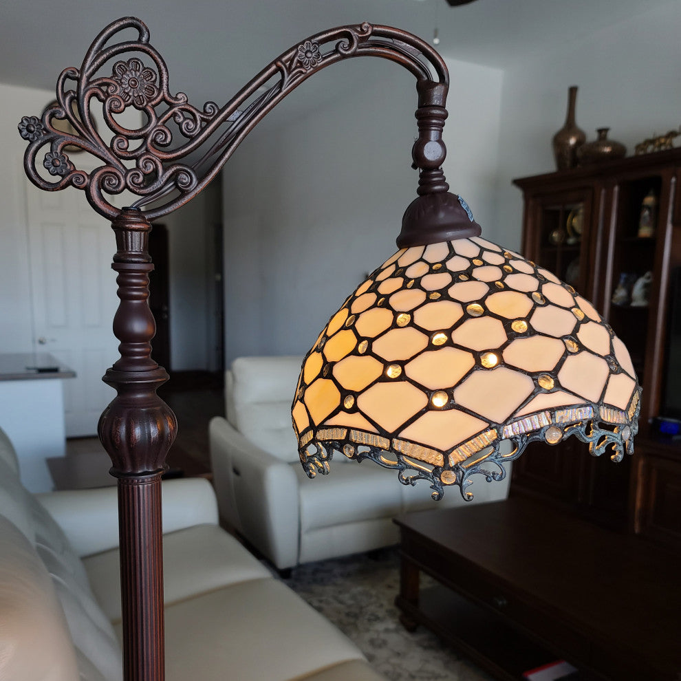 Tiffany Style Gemmed Reading Floor Lamp, 62" Tall