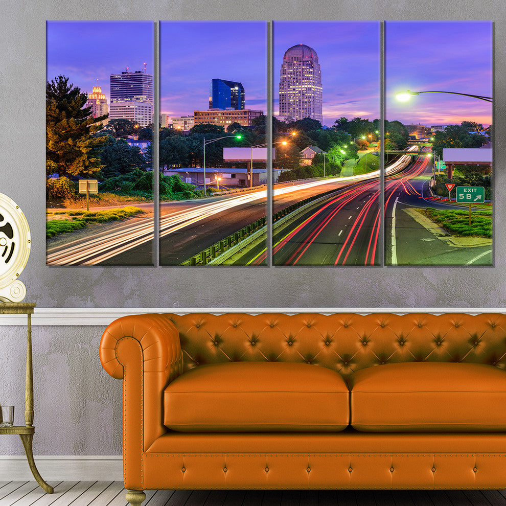 "Winston Salem North Carolina" Canvas Print48"x28", 4-Panels