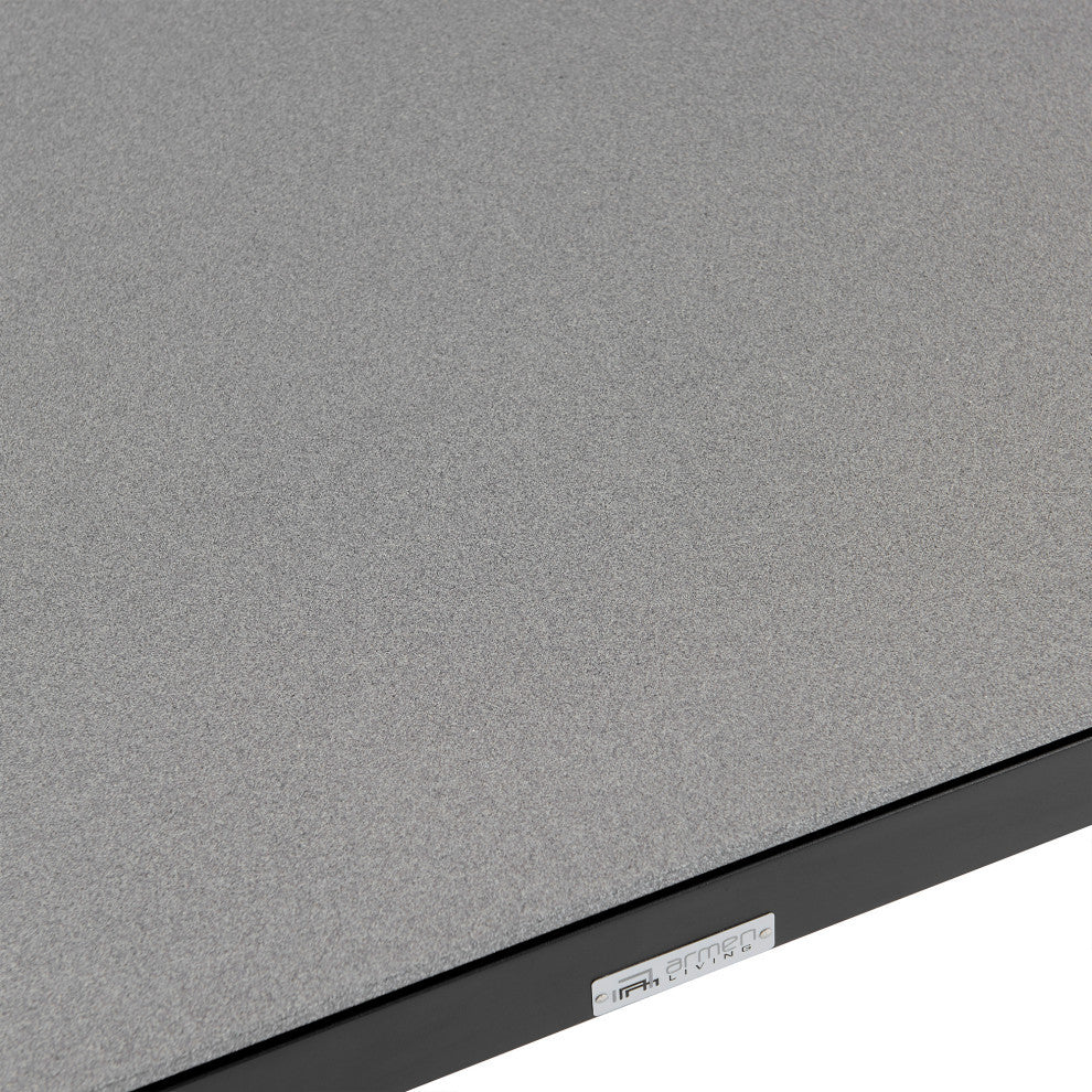 Crown 7-Piece Black Aluminum and Teak Outdoor Dining Set With Dark Gray Fabric