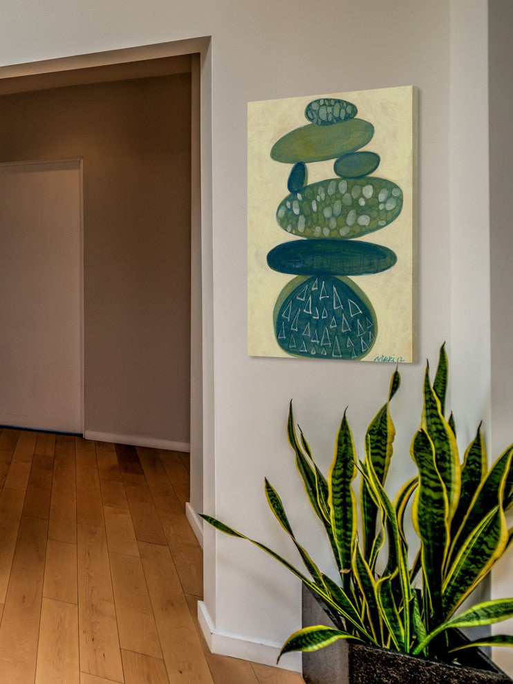Marmont Hill, "Blue Stack" by Nikki Galapon Painting on Wrapped Canvas, 40x60