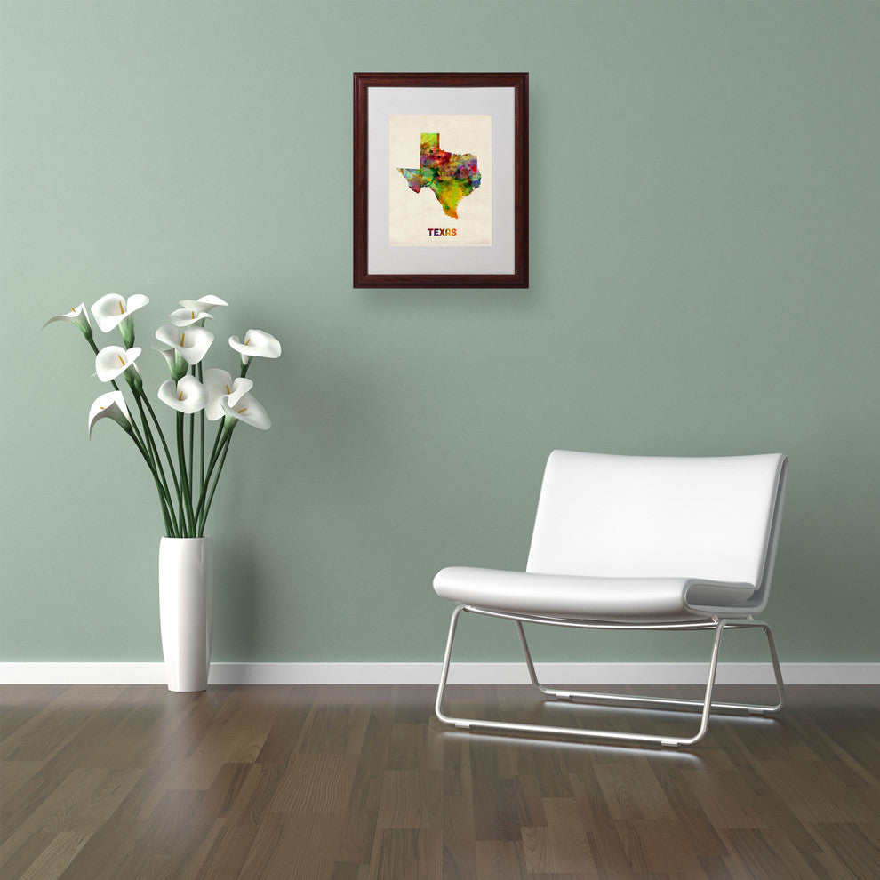 'Texas Map' Matted Framed Canvas Art by Michael Tompsett