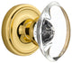 Classic Rosette Privacy Oval Clear Crystal Glass Knob, Polished Brass