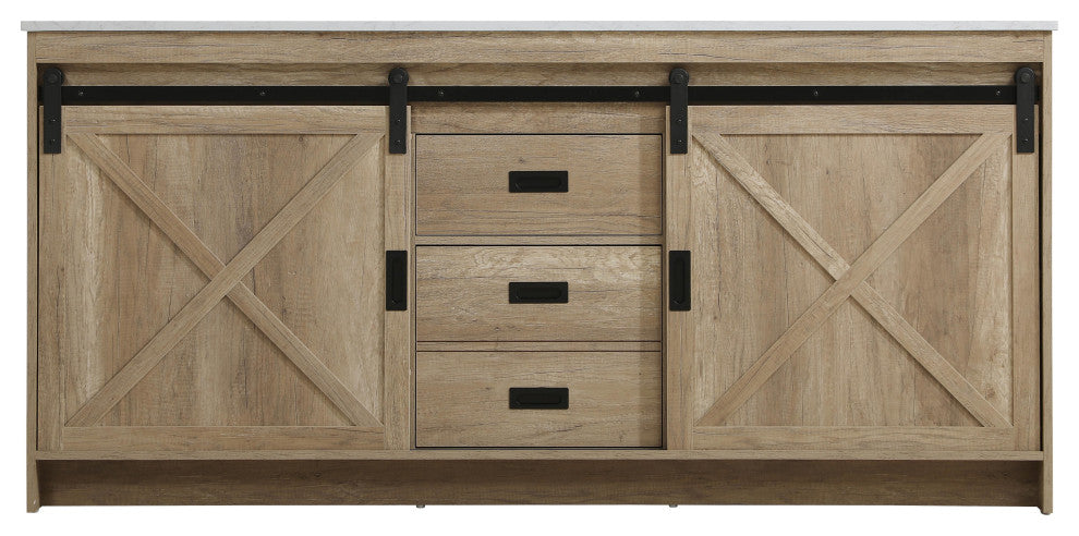 Home Living 72" Double Bathroom Vanity, Natural Oak