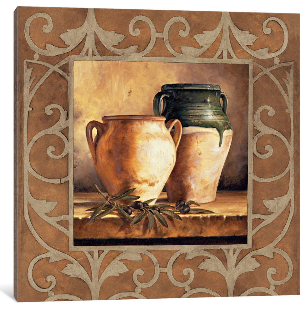 "Vases With Olives" by Andres Gonzales, Canvas Print, 37"x37"
