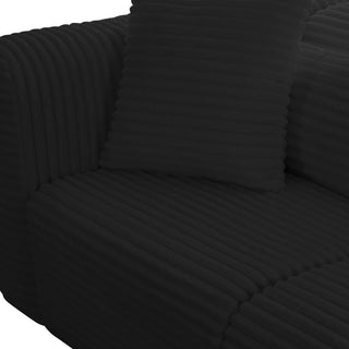 Tarra Fluffy Oversized Corduroy Modular Sectional, Black, Right Arm Facing