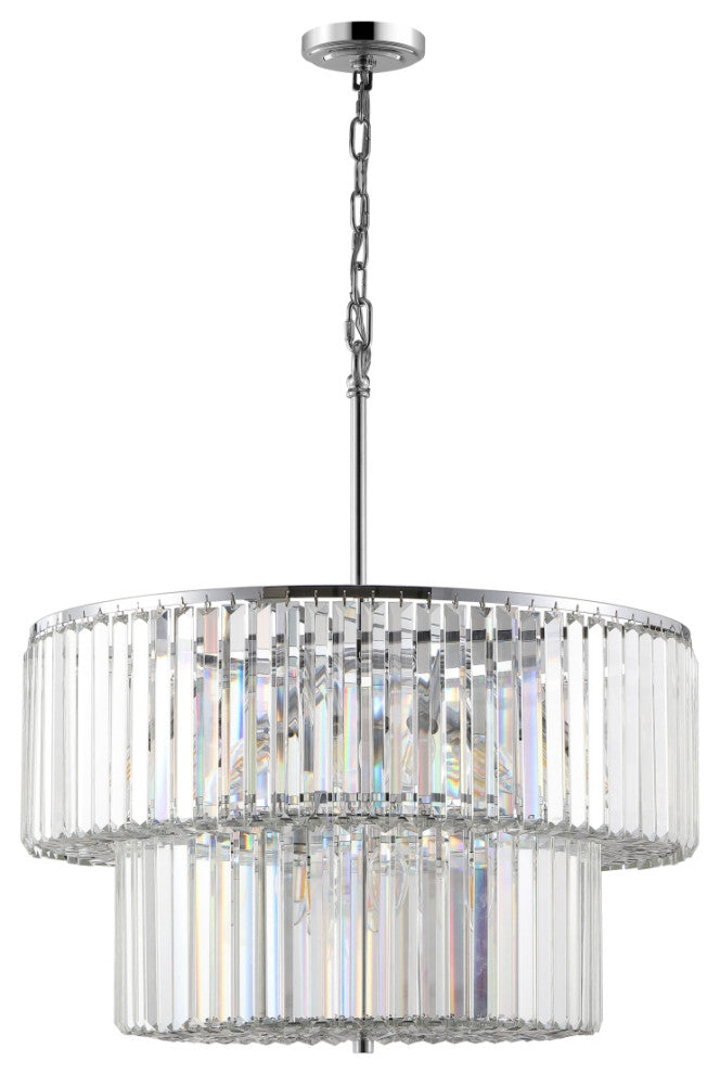 Safavieh Couture Viviann Crystal 2 Tier Chandelier, Chrome/Clear