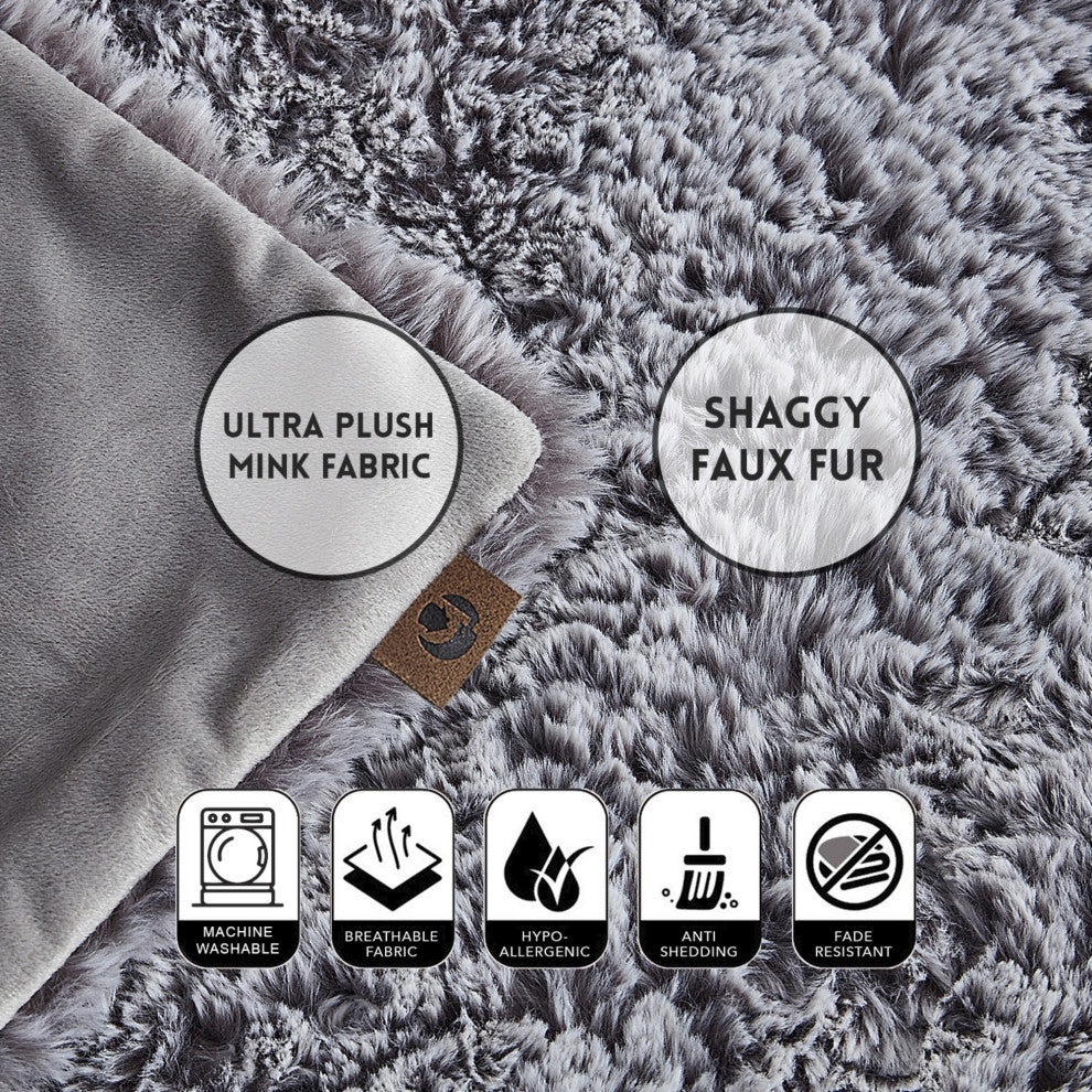 Inspired Home Lucius Throw Two Tone, Polyester 50"x60", Gray