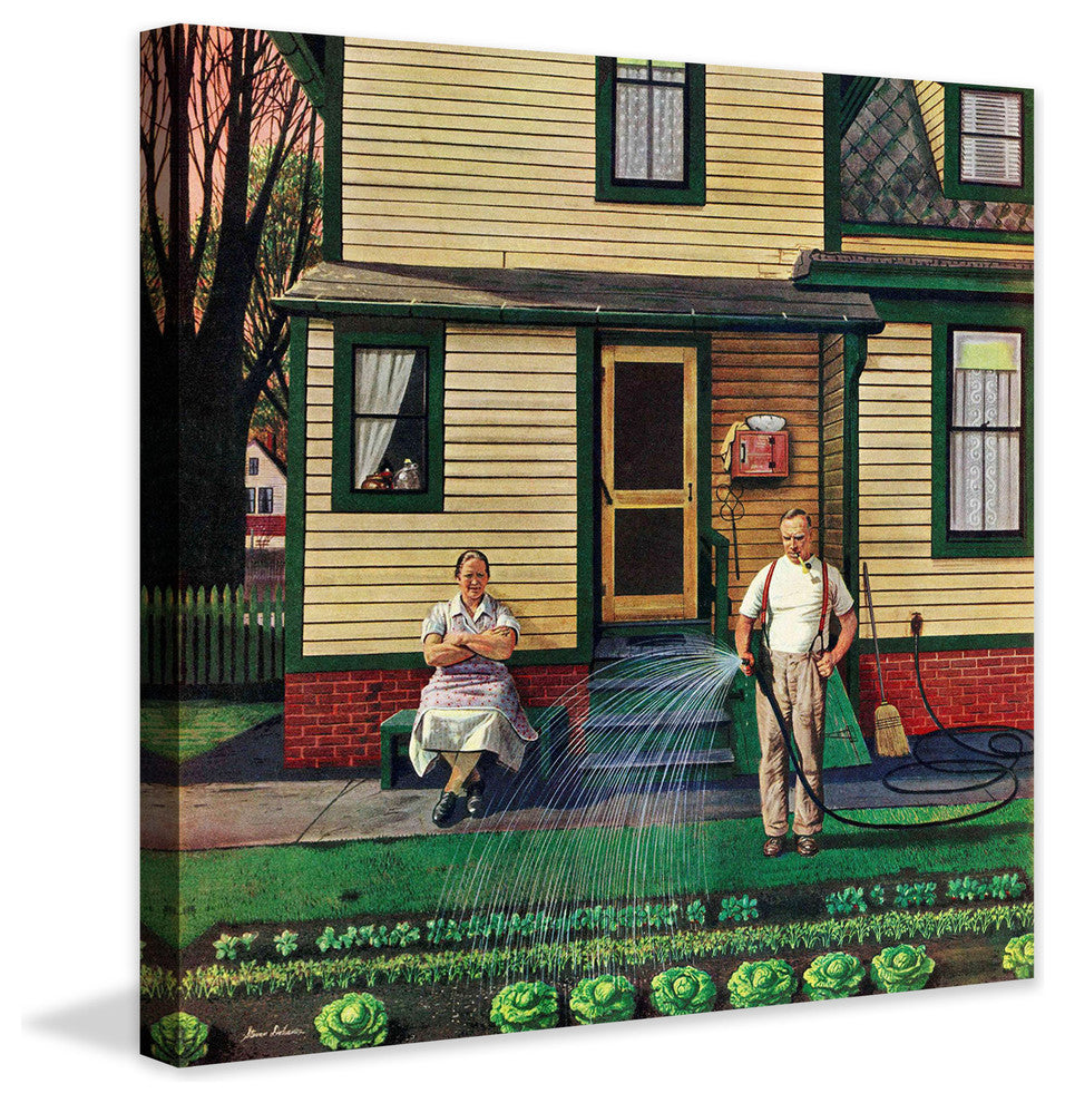 "Tending the Garden" Painting Print on Canvas by Stevan Dohanos