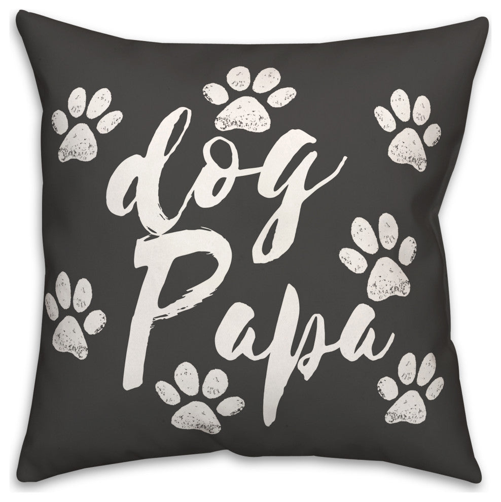 Dog Papa Paws 18x18 Spun Poly Pillow