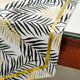 Decorative Table Runner Black Cotton 14"x48", Leaf, Gold Glitter, Tassels- Panra