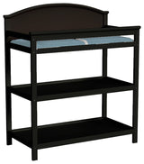 Harper 37"W Wood Changing Table With Shelves and Changing Pad, Black