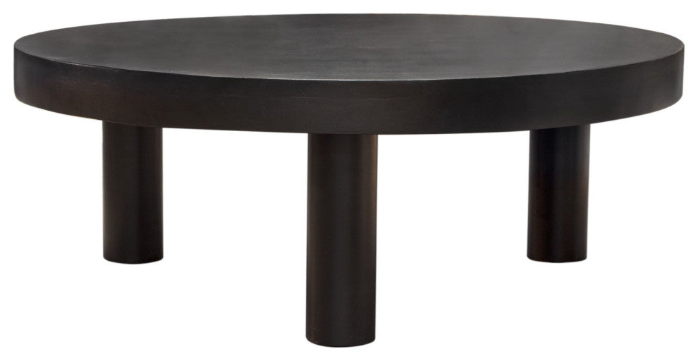 Rune 42" Round Cocktail Table With Iron Leg Base, Black