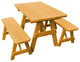 Pressure Treated Pine Picnic Table With 2 Benches, Natural Stain, 5 Foot, No Umbrella Hole