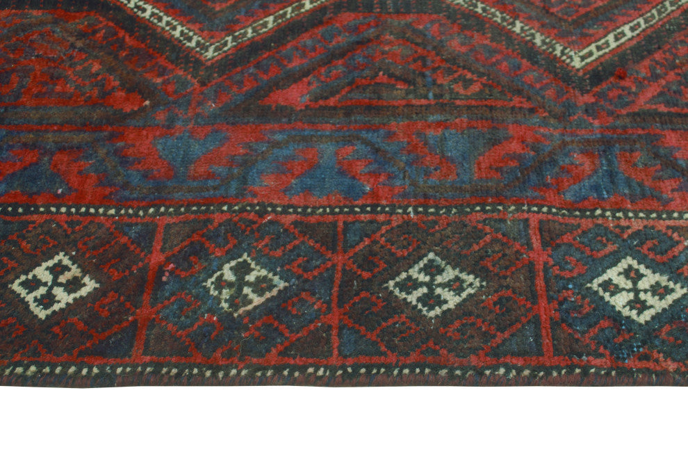 Vintage Distressed Jaskon Red/Charcoal Rug, 3'8 x 7'1