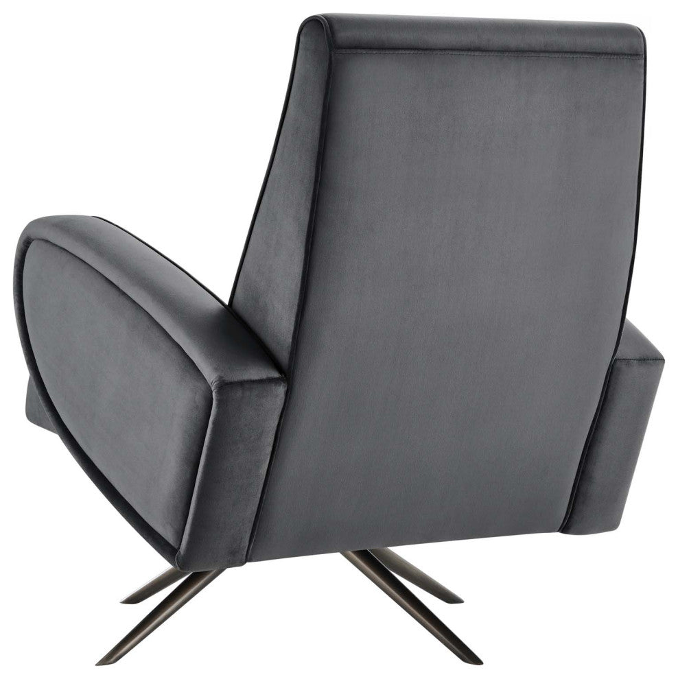 Armchair Swivel Accent Chair, Gray, Velvet, Modern, Lounge Hospitality