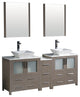Torino 72" Gray Oak Modern Double Sink Bathroom Vanity, Faucet FFT9162CH