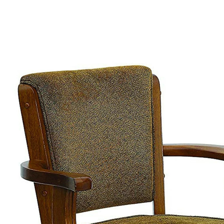 Traditional Office Chair, Hardwood Frame With Textured Sherpi Fabric Seat, Brown