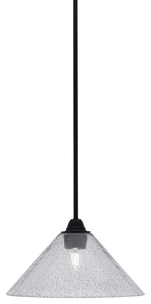 Paramount Mini Pendant, Matte Black, 12" Smoke Bubble Glass
