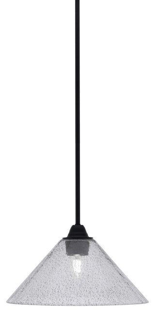 Paramount Mini Pendant, Matte Black, 12" Smoke Bubble Glass