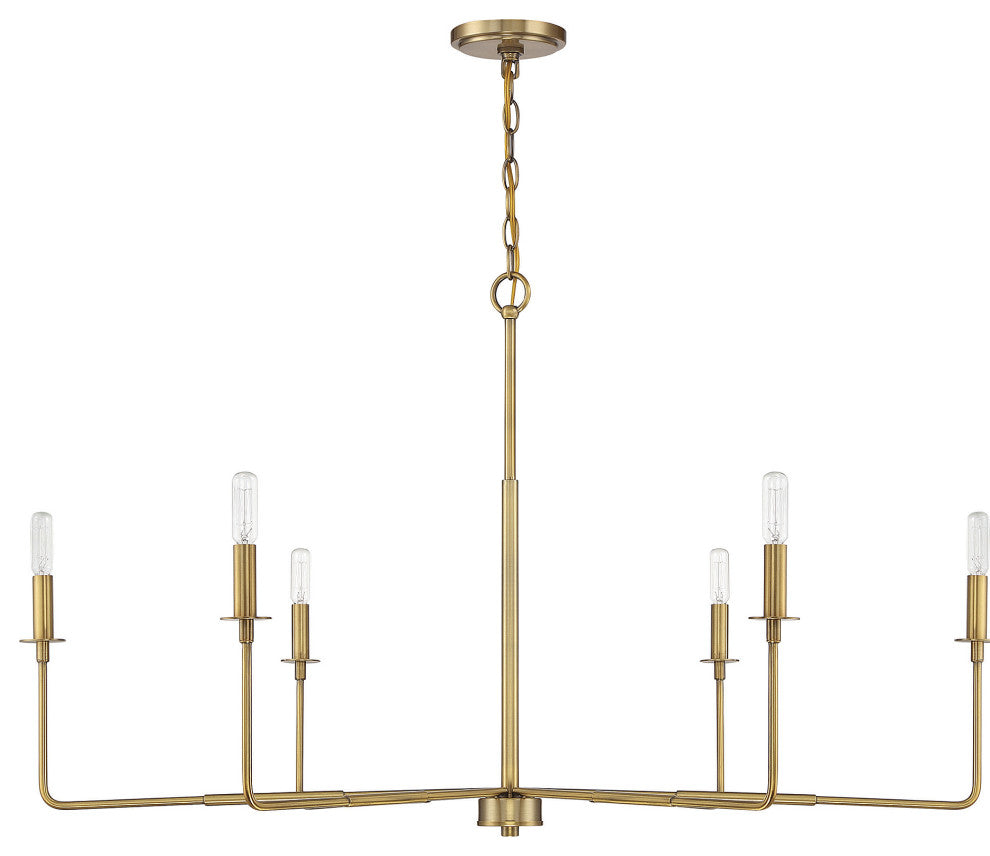 Savoy House Salerno 6-Light Chandelier, Warm Brass