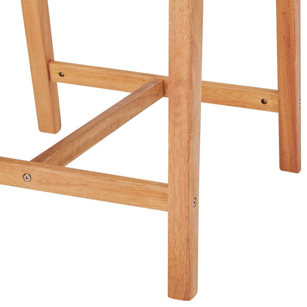 Bar Side Stool Chair, Set of 2, Wood, Brown Natural Taupe Gray, Modern, Outdoor