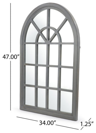 Sebastiane Traditional Arched Windowpane Mirror, Gray Wash