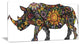 "Cheerful Rhinoceros on White" Animal Digital Canvas Print, 32"x16"