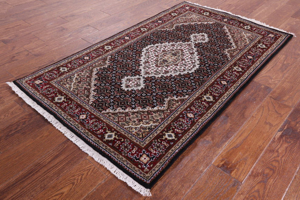3' 0" X 5' 0" Persian Tabriz Hand-Knotted Wool and Silk Rug Q8924