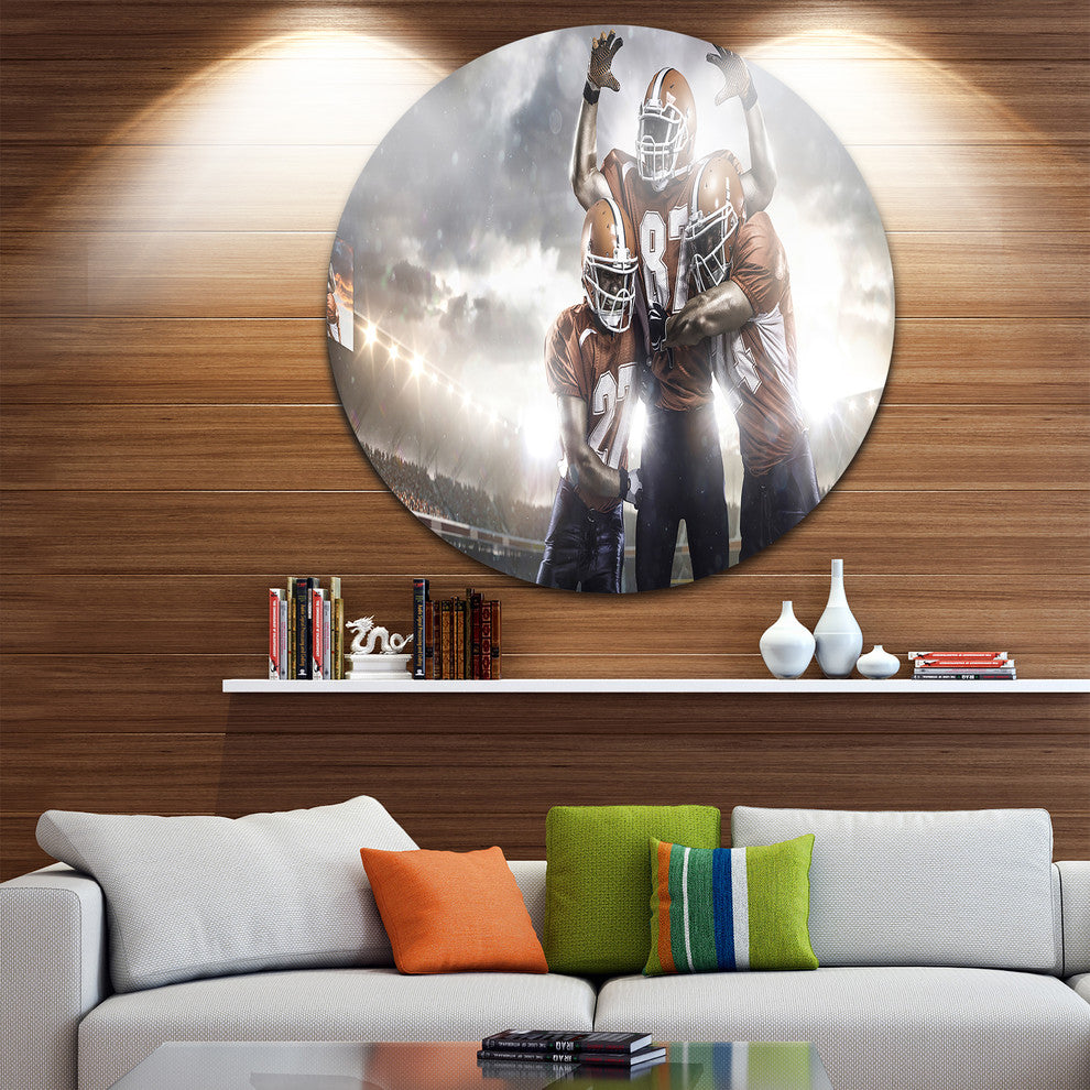 American Football Players On Stadium, Sports Disc Metal Wall Art, 23"