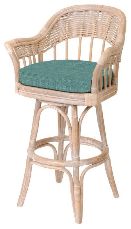 Bridgeport 30" Swivel Barstool In Rustic Driftwood With Timo Denim