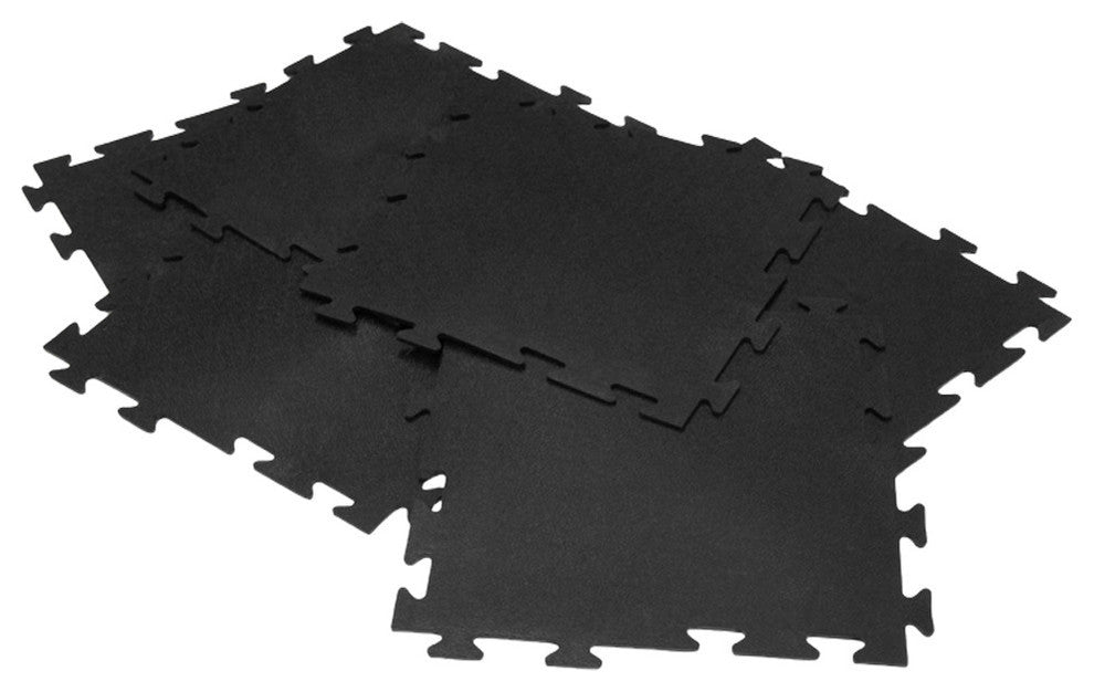 Rubber-Cal "Armor-Lock " Interlocking Rubber Tiles, Black, 16 Pack