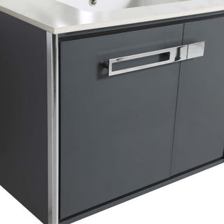 Oakville Wall Mount Bathroom Vanity, Onix Grey, 30", Chrome Hardware