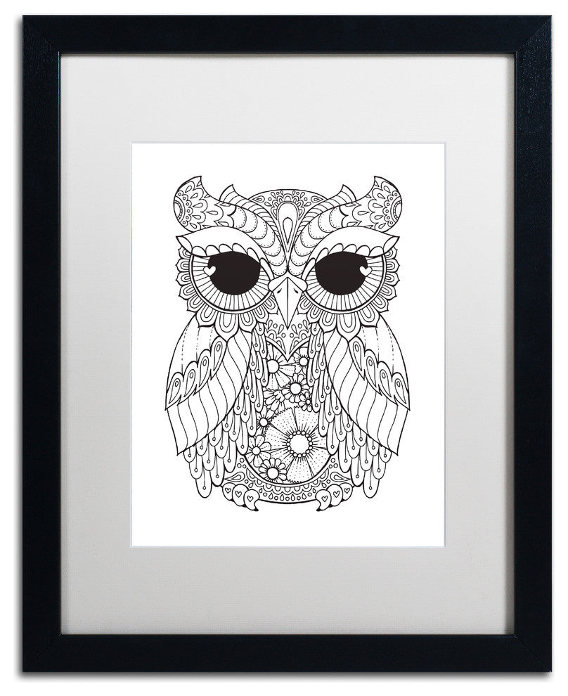 Hello Angel ''Owl 3'' Art, Black Frame, White Mat, 20x16
