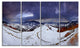 Frosty Day in Mountains Panorama, Landscape Canvas Art Print, 48"x28", 4 Panels