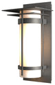 Banded with Top Plate Outdoor Sconce, Coastal Natural Iron Finish, Opal Glass