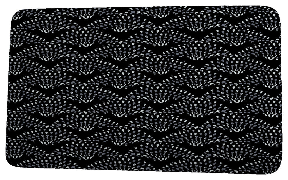 Fickle Florals Fan Dance Geometric Print Bath Mat, Black, 17"x24"