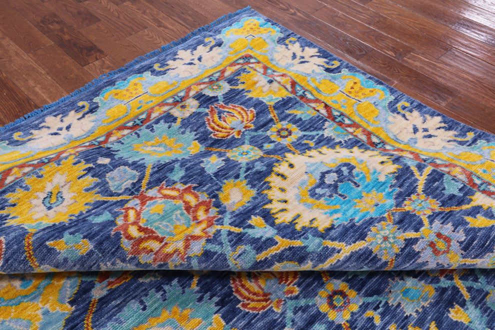 10' Square Hand-Knotted Turkish Oushak Wool Rug - Q13339