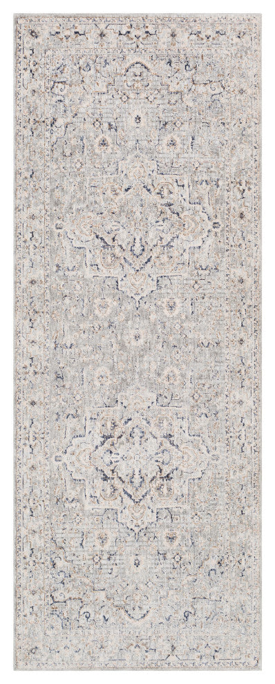 Surya Palazzo PZL-2300 3'3"x10' Rug, Taupe/Denim/Navy/Cream/White/Blush