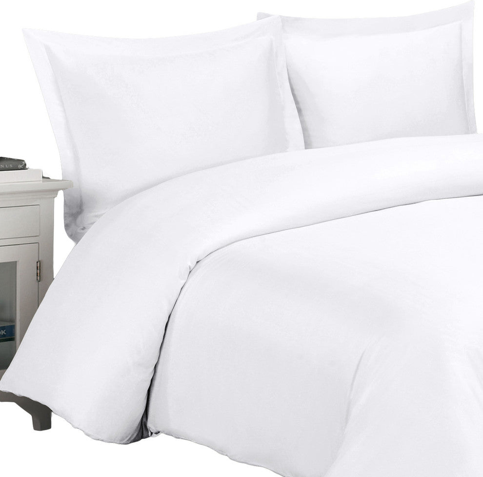 100% Bamboo Viscose Soft Duvet Cover Set, White, Full/Queen