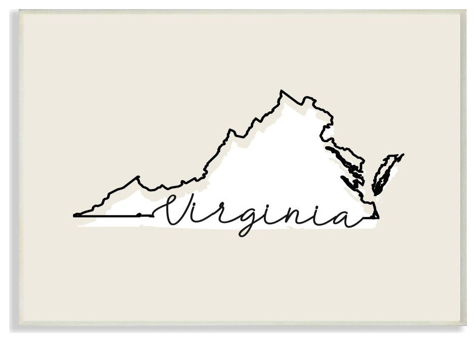 Virginia Home State Map Neutral Print Design, 12"x18"