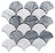 Carrara White Bardiglio Gray Marble Fish Scale Fan Shape Mosaic Tile, 1 sheet