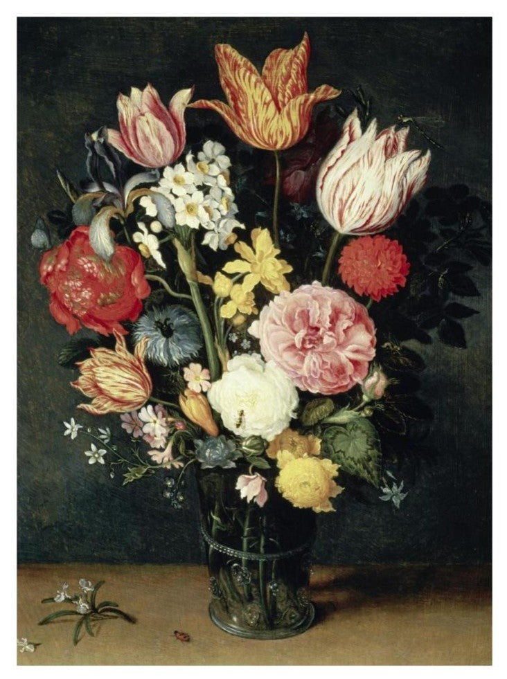 "Tulips, Roses and other Flowers in a Glass" Paper Art, 24"x32"