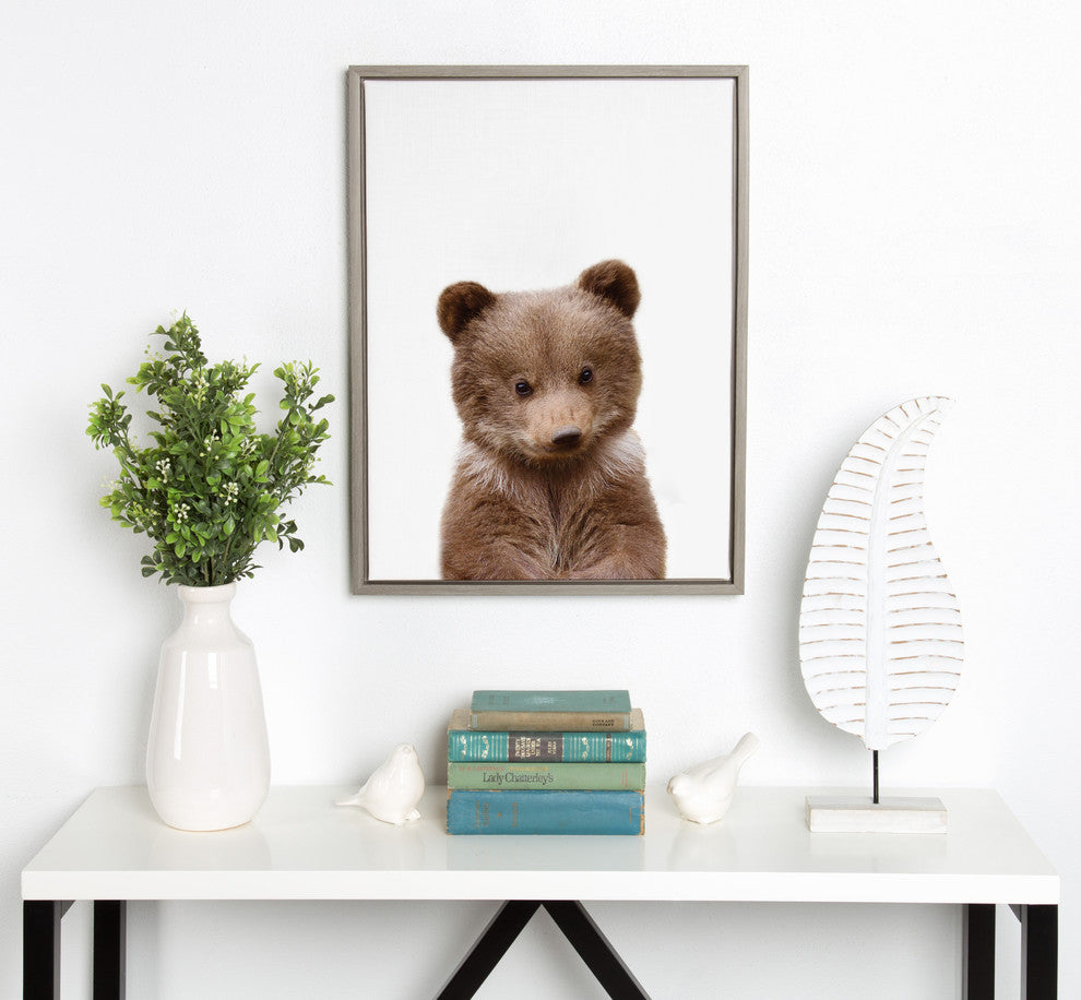Sylvie Baby Bear Animal Print Framed Canvas Wall Art by Amy Peterson, 18x24