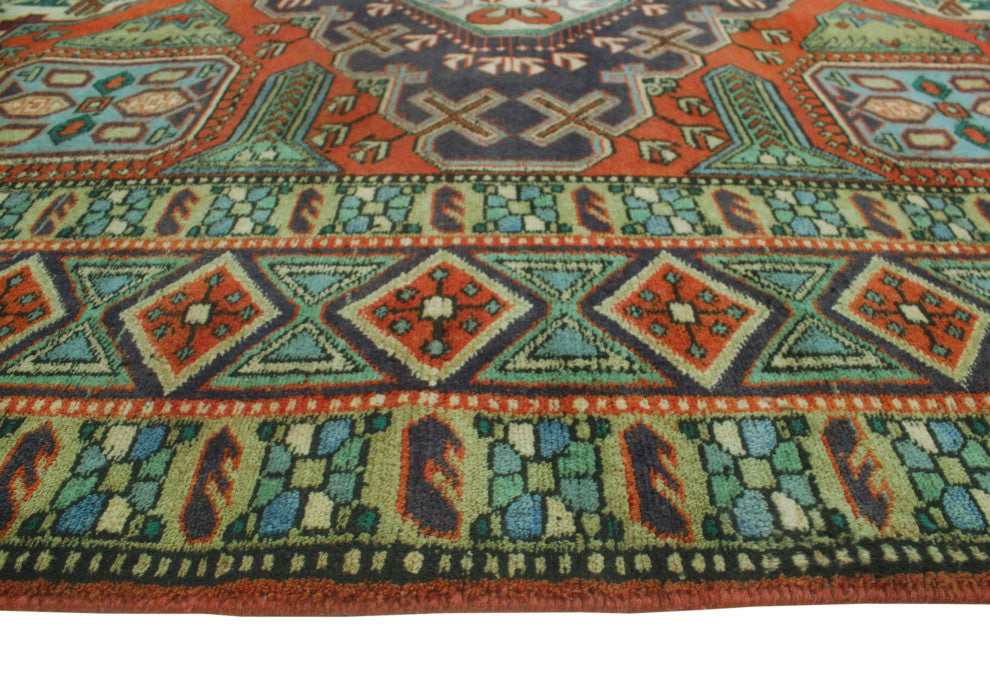 Fine Vintage Distressed Doriana Rust/Navy Runner, 5'4x10'2