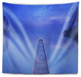 Jetty at Blue Dawn Panorama Bridge Wall Tapestry, 39"x32"