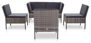 vidaXL 6-Piece Garden Lounge Set With Cushions Poly Rattan Gray