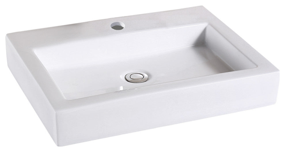 Luxier CS-021 Rectangular Bathroom Ceramic Vessel Sink Art Basin in White