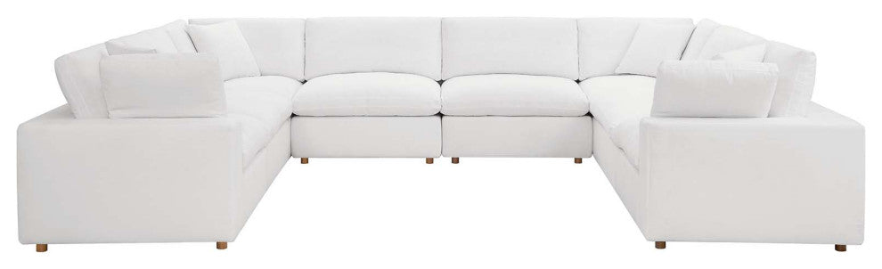 Commix Down Filled Overstuffed 8-Piece Sectional Sofa, Pure White
